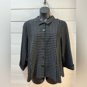 HABITAT Black Textured Grid Button Up Shirt – Size XL